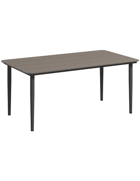 Outsunny Garden Table, Outdoor Dining Table for 6 People, 160 x 90 x 74 cm, with Rust Resistant Metal Frame, WPC Top, for Balcon