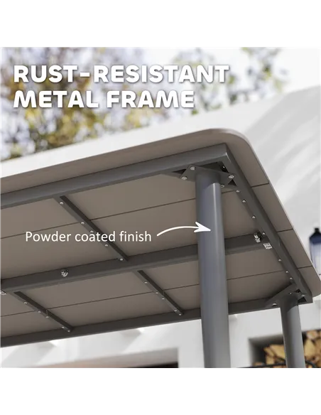 Outsunny Garden Table, Outdoor Dining Table for 6 People, 160 x 90 x 74 cm, with Rust Resistant Metal Frame, WPC Top, for Balcon