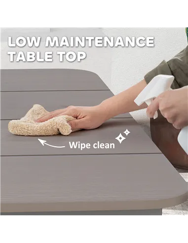 Outsunny Garden Table, Outdoor Dining Table for 6 People, 160 x 90 x 74 cm, with Rust Resistant Metal Frame, WPC Top, for Balcon