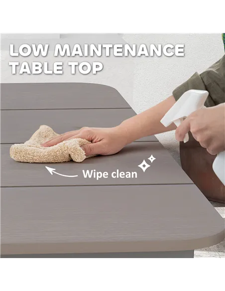 Outsunny Garden Table, Outdoor Dining Table for 6 People, 160 x 90 x 74 cm, with Rust Resistant Metal Frame, WPC Top, for Balcon