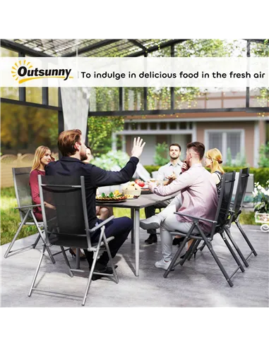 Outsunny Garden Table, Outdoor Dining Table for 6 People, 160 x 90 x 74 cm, with Rust Resistant Metal Frame, WPC Top, for Balcon