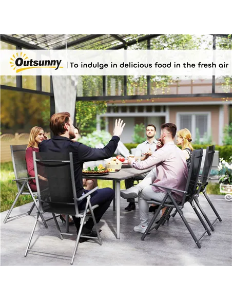 Outsunny Garden Table, Outdoor Dining Table for 6 People, 160 x 90 x 74 cm, with Rust Resistant Metal Frame, WPC Top, for Balcon