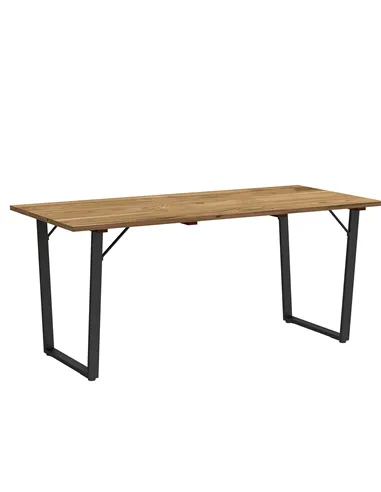 Outsunny 6 Seater Wooden Garden Dining Table, 175 x 80 cm Rectangular Outdoor Dining Table with 5cm Parasol Hole and Slatted Top