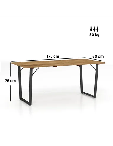 Outsunny 6 Seater Wooden Garden Dining Table, 175 x 80 cm Rectangular Outdoor Dining Table with 5cm Parasol Hole and Slatted Top