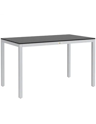 Outsunny Garden Table for 4-6, 120 x 70 cm Outdoor Dining Table with Rust-Resistant Aluminium Frame, Easy Maintenance Slatted To