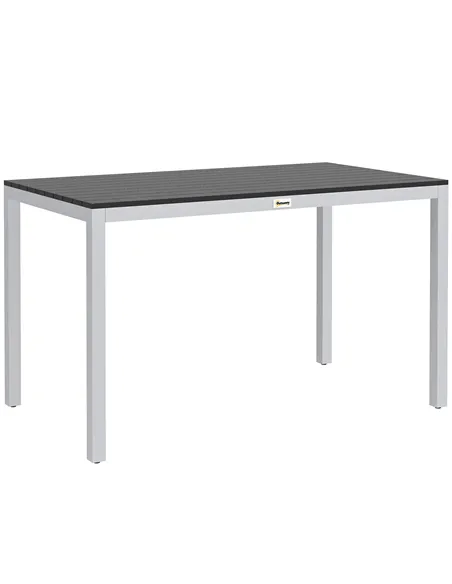 Outsunny Garden Table for 4-6, 120 x 70 cm Outdoor Dining Table with Rust-Resistant Aluminium Frame, Easy Maintenance Slatted To