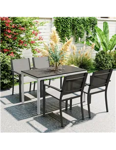 Outsunny Garden Table for 4-6, 120 x 70 cm Outdoor Dining Table with Rust-Resistant Aluminium Frame, Easy Maintenance Slatted To 2