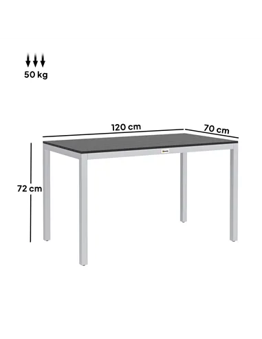 Outsunny Garden Table for 4-6, 120 x 70 cm Outdoor Dining Table with Rust-Resistant Aluminium Frame, Easy Maintenance Slatted To