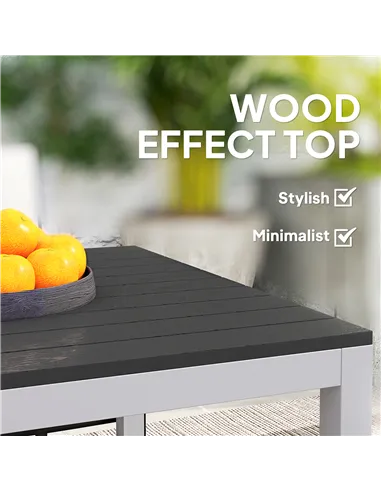 Outsunny Garden Table for 4-6, 120 x 70 cm Outdoor Dining Table with Rust-Resistant Aluminium Frame, Easy Maintenance Slatted To