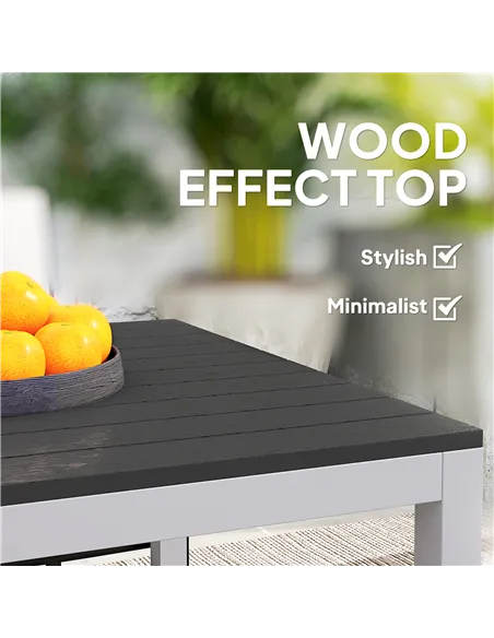 Outsunny Garden Table for 4-6, 120 x 70 cm Outdoor Dining Table with Rust-Resistant Aluminium Frame, Easy Maintenance Slatted To