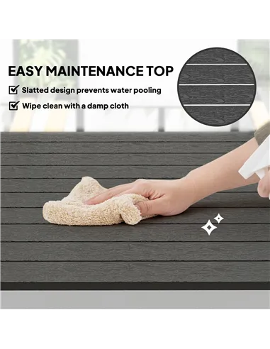 Outsunny Garden Table for 4-6, 120 x 70 cm Outdoor Dining Table with Rust-Resistant Aluminium Frame, Easy Maintenance Slatted To