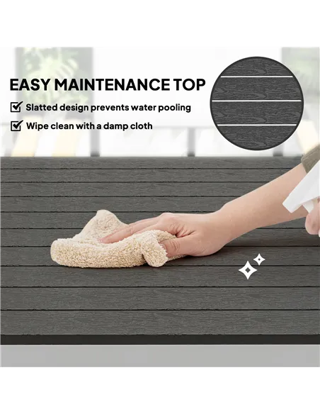 Outsunny Garden Table for 4-6, 120 x 70 cm Outdoor Dining Table with Rust-Resistant Aluminium Frame, Easy Maintenance Slatted To