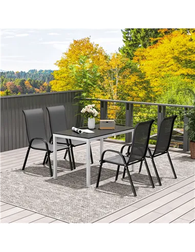 Outsunny Garden Table for 4-6, 120 x 70 cm Outdoor Dining Table with Rust-Resistant Aluminium Frame, Easy Maintenance Slatted To