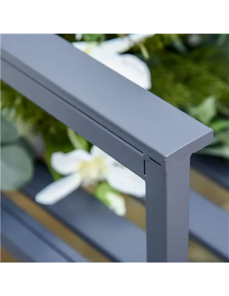 Outsunny Steel Patio Garden Bench Loveseats for Outdoors Park Yard Slatted Design Grey