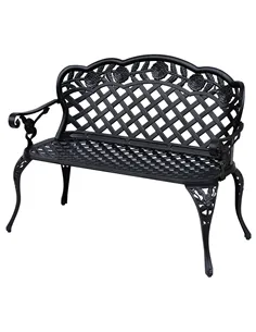 Outsunny Garden Bench, Cast Aluminium, 107Lx58Wx85H cm-Black