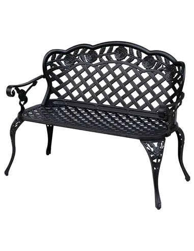 Outsunny Garden Bench, Cast Aluminium, 107Lx58Wx85H cm-Black