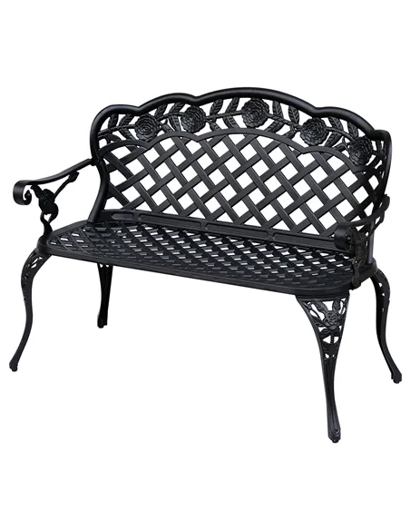 Outsunny Garden Bench, Cast Aluminium, 107Lx58Wx85H cm-Black