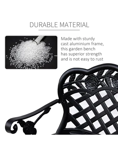 Outsunny Garden Bench, Cast Aluminium, 107Lx58Wx85H cm-Black