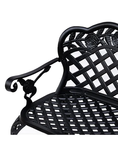 Outsunny Garden Bench, Cast Aluminium, 107Lx58Wx85H cm-Black