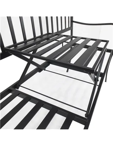 Outsunny Metal Bench W/Table,  150Lx53Wx95H cm