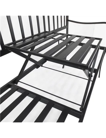 Outsunny Metal Bench W/Table,  150Lx53Wx95H cm