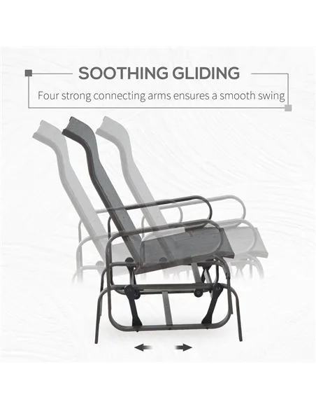 Outsunny Outdoor Gliding Rocking Chair with Sturdy Metal Frame Garden Comfortable Swing Chair, Grey & Brown