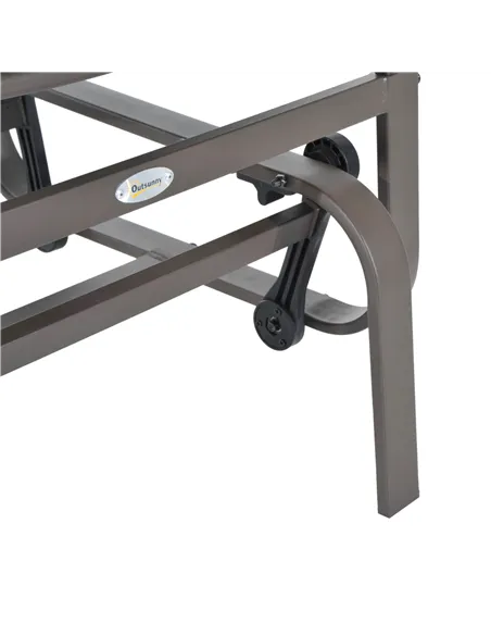 Outsunny Outdoor Gliding Rocking Chair with Sturdy Metal Frame Garden Comfortable Swing Chair, Grey & Brown