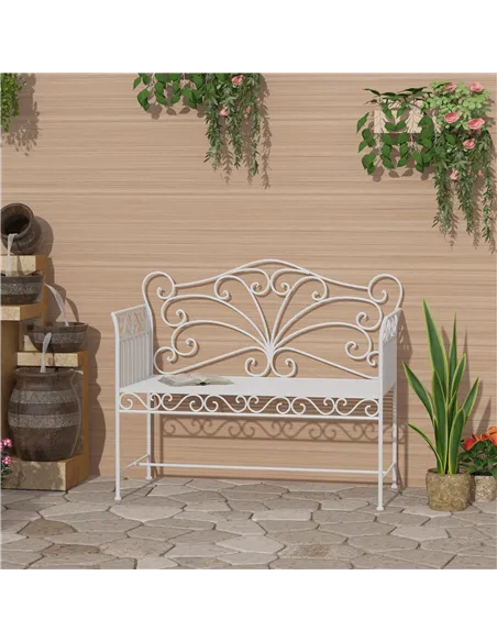 Outsunny Heavy-Duty Garden Bench-White