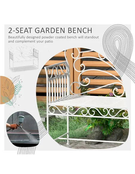 Outsunny Heavy-Duty Garden Bench-White