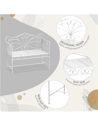 Outsunny Heavy-Duty Garden Bench-White