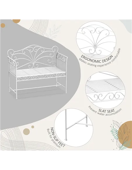 Outsunny Heavy-Duty Garden Bench-White