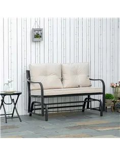 Outsunny 2-Person Outdoor Loveseat Glider Bench Rocking Chair for Patio, Garden, Yard, Porch with Armrest and Cushions, Khaki 2