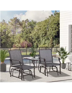 Outsunny Gliding Jack and Jill Seat, with Glass-Top Table - Brown/Grey 2