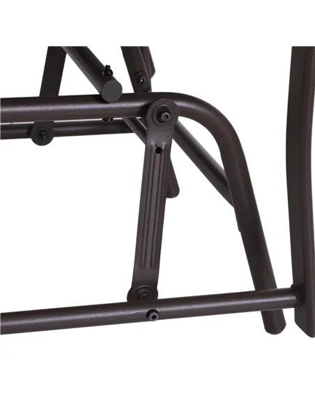 Outsunny Gliding Jack and Jill Seat, with Glass-Top Table - Brown/Grey