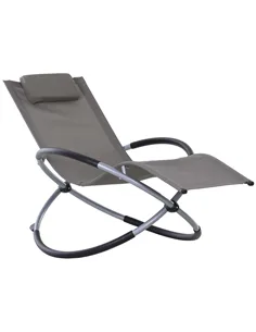 Outsunny Outdoor Orbital Lounger Zero Gravity Patio Chaise Sun Lounger Foldable Rocking Chair with Pillow, Grey