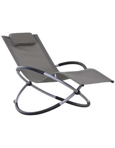 Outsunny Outdoor Orbital Lounger Zero Gravity Patio Chaise Sun Lounger Foldable Rocking Chair with Pillow, Grey