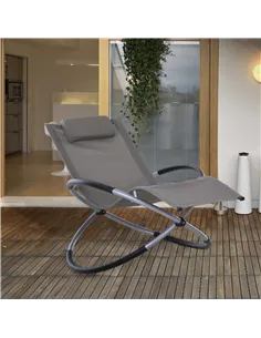 Outsunny Outdoor Orbital Lounger Zero Gravity Patio Chaise Sun Lounger Foldable Rocking Chair with Pillow, Grey 2