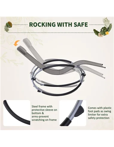 Outsunny Outdoor Orbital Lounger Zero Gravity Patio Chaise Sun Lounger Foldable Rocking Chair with Pillow, Grey