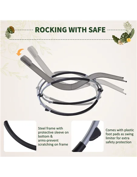 Outsunny Outdoor Orbital Lounger Zero Gravity Patio Chaise Sun Lounger Foldable Rocking Chair with Pillow, Grey