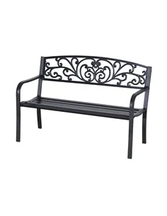 Outsunny 2-Seater Garden Bench, Steel-Black