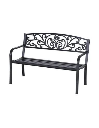 Outsunny 2-Seater Garden Bench, Steel-Black