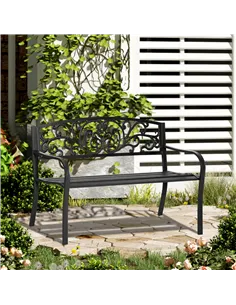Outsunny 2-Seater Garden Bench, Steel-Black 2