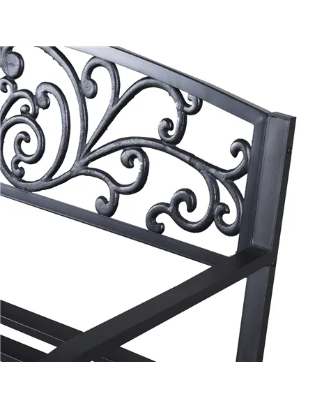 Outsunny 2-Seater Garden Bench, Steel-Black