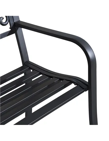 Outsunny 2-Seater Garden Bench, Steel-Black