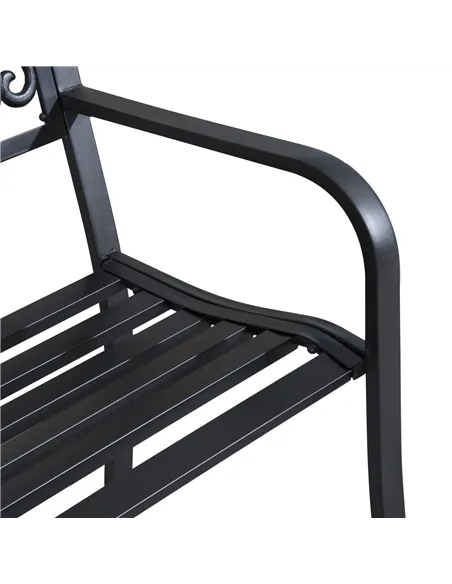 Outsunny 2-Seater Garden Bench, Steel-Black