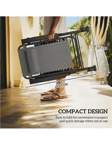 Outsunny Garden Rocking Chair Folding Recliner Outdoor Adjustable Sun Lounger Rocker Zero-Gravity Seat with Headrest Side Holder