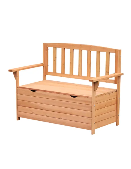 Outsunny Two-Seater Garden Storage Bench - Natural