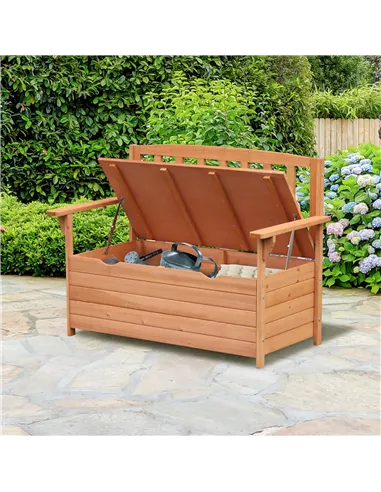 Outsunny Two-Seater Garden Storage Bench - Natural