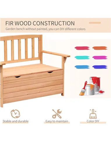 Outsunny Two-Seater Garden Storage Bench - Natural