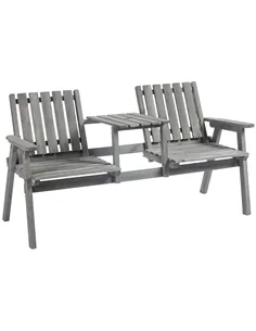 Outsunny 2-Seater Garden Bench Antique Loveseat for Yard, Lawn, Porch, Patio, Steel, Grey